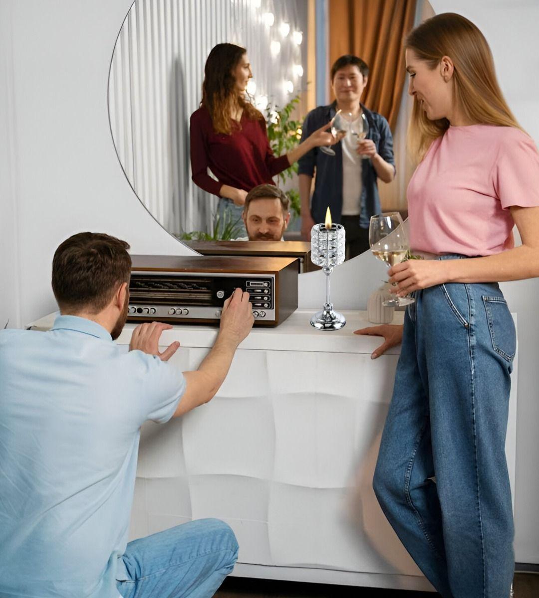 Portavelas Candelabro Decorativo Brillante Moderno Mesa Jhn-4