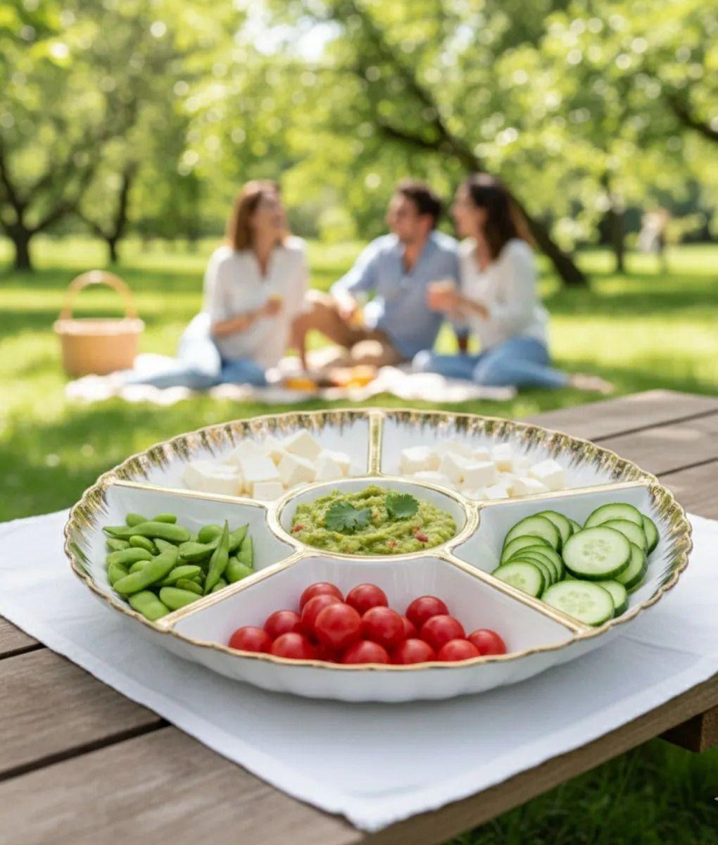 Bandeja Decorativa Redonda Seccionada Borde Ondulado Jhn-3