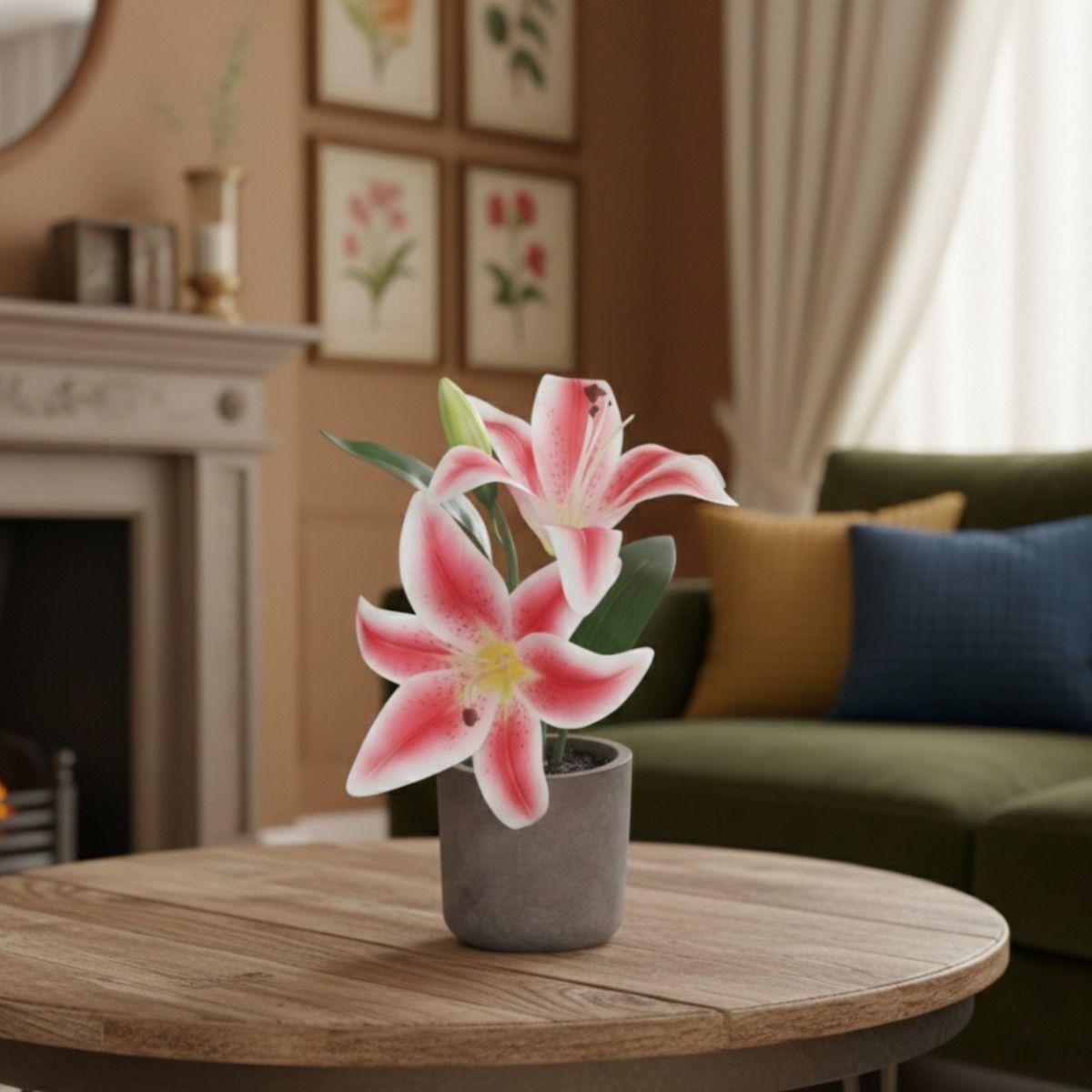 Set 2 Planta Artificial Decorativa Lirios Adorno Hogar Jhn-6