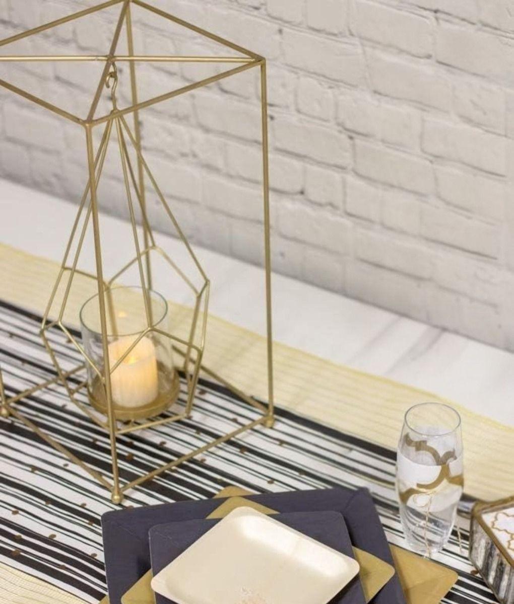 Portavelas Decorativo Candelabro Pentágono Geométrico Jhn-7