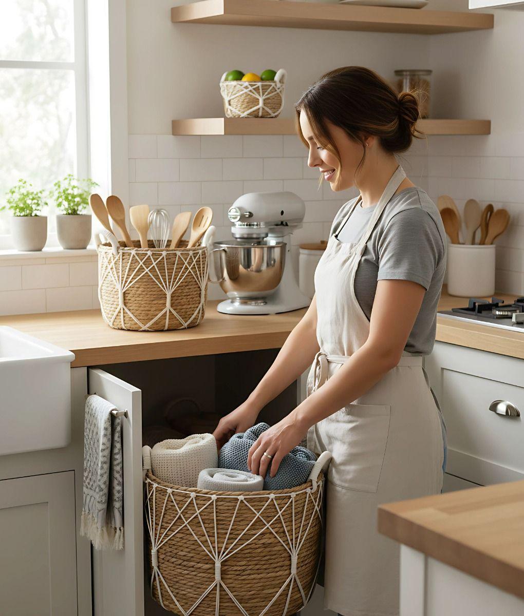 Set 3 Canastos Almacenamiento Natural Decorativos Hogar Jhn-4