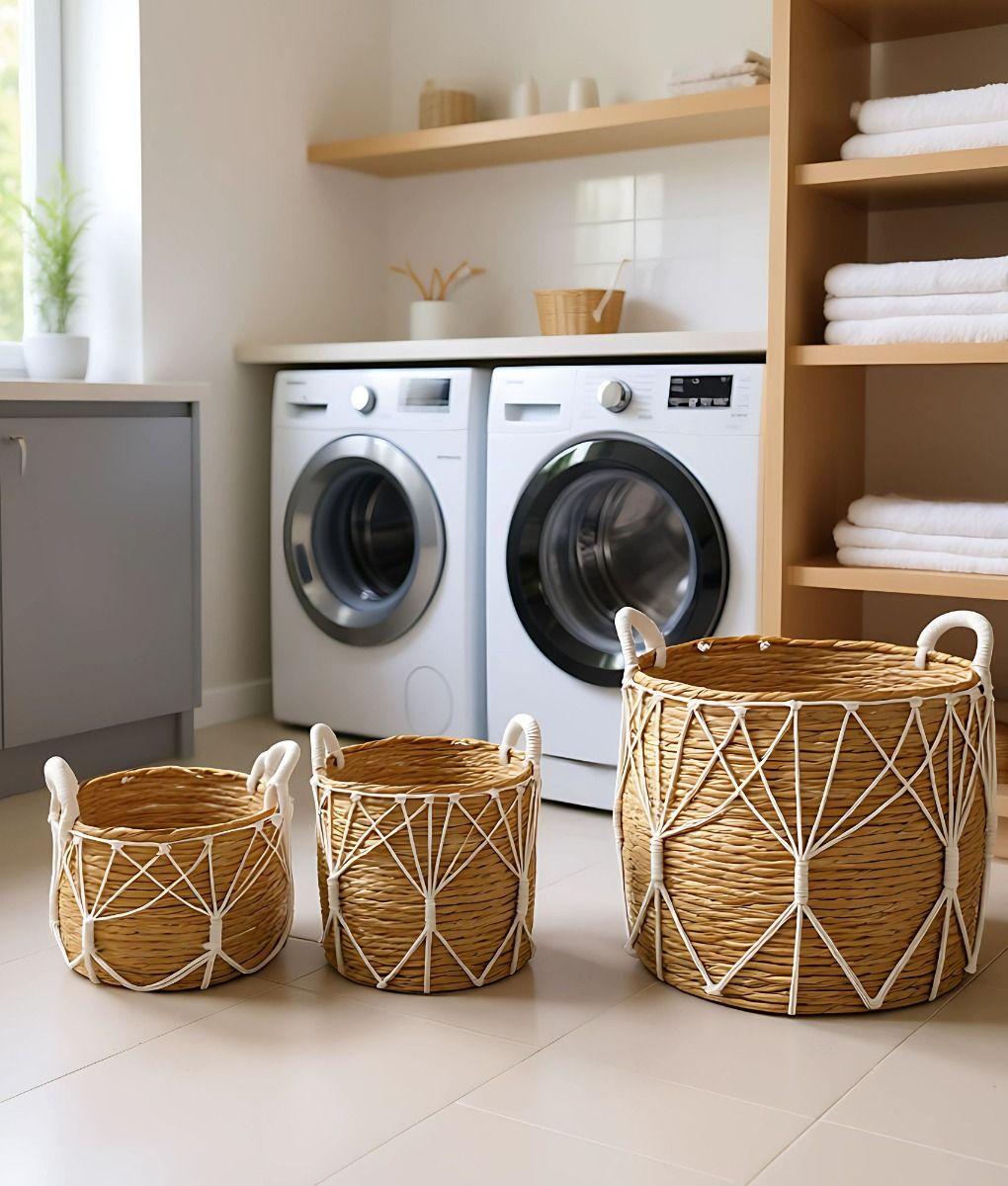 Set 3 Canastos Almacenamiento Natural Decorativos Hogar Jhn-6