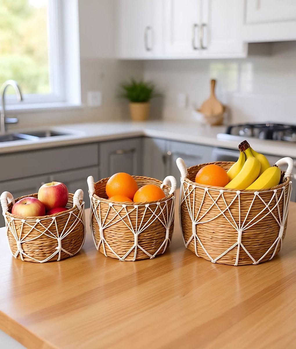 Set 3 Canastos Almacenamiento Natural Decorativos Hogar Jhn-9