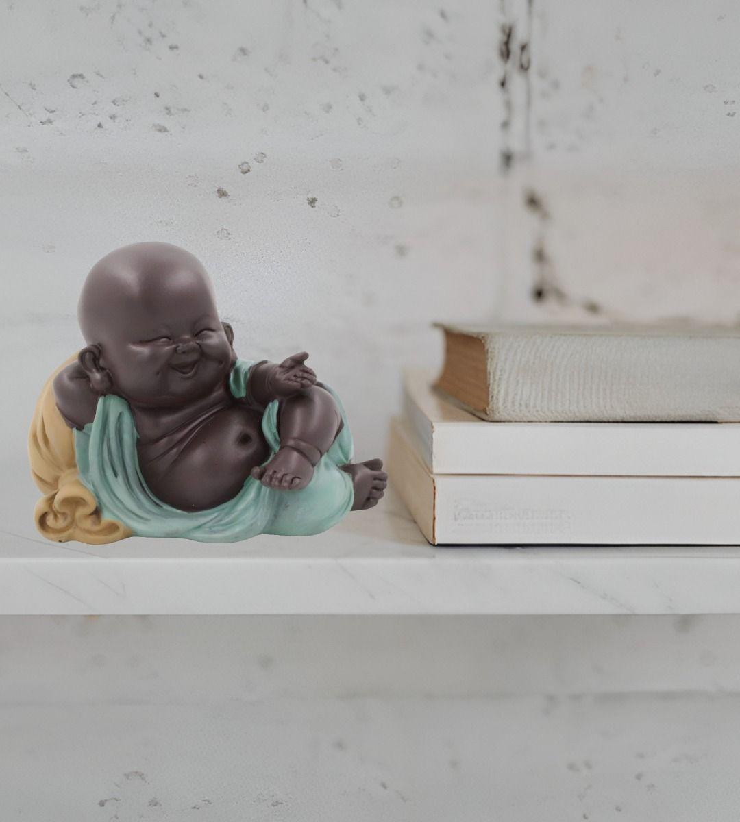 Set 2 Estatua Buda Sonriente Monje Adorno Decoración Jhn-6
