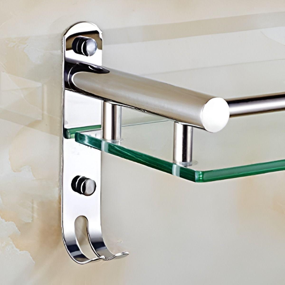 Estante Organizador Baño Vidrio Acero Inoxidable 30cm Jhn-2