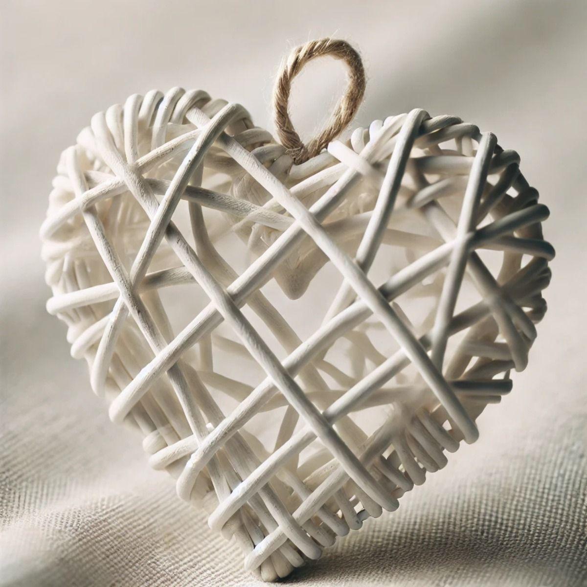 Corazón Decorativo Mimbre Pared Colgante 40cm Jhn-2
