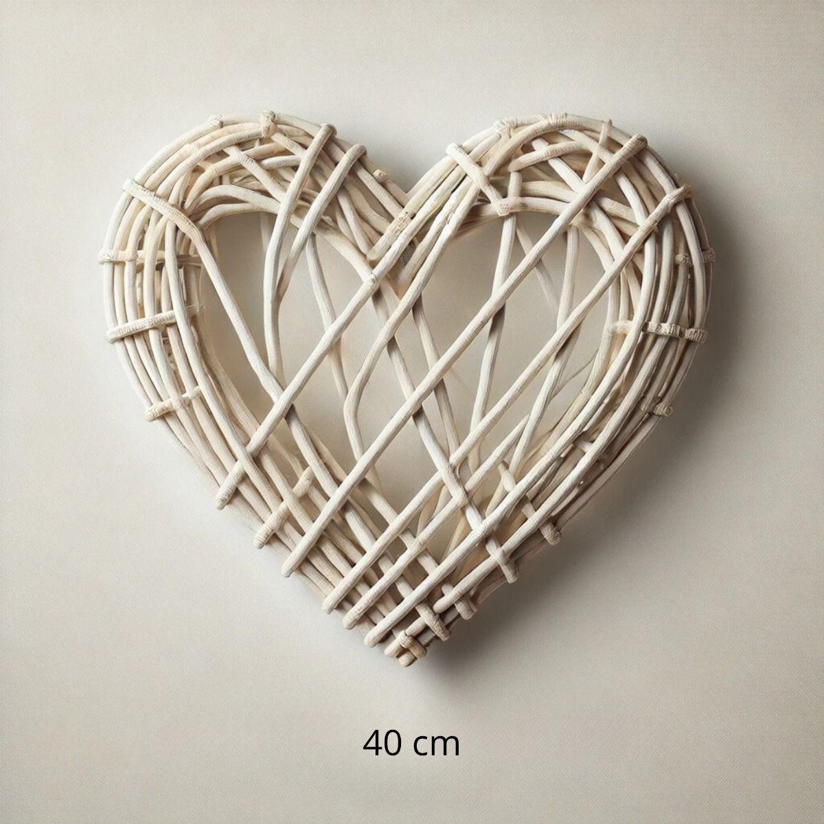 Corazón Decorativo Mimbre Pared Colgante 40cm Jhn-3