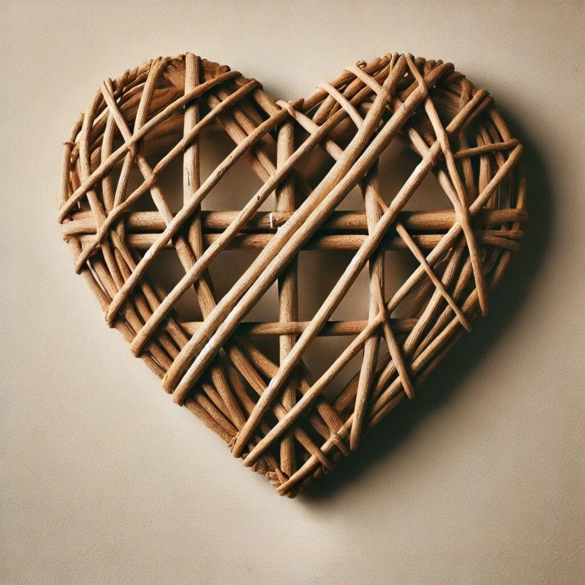 Corazón Decorativo Mimbre Pared Colgante 40cm Jhn-8