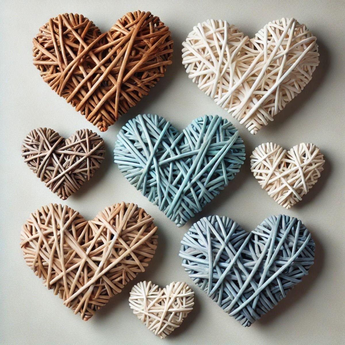 Corazón Decorativo Mimbre Pared Colgante 40cm Jhn-9