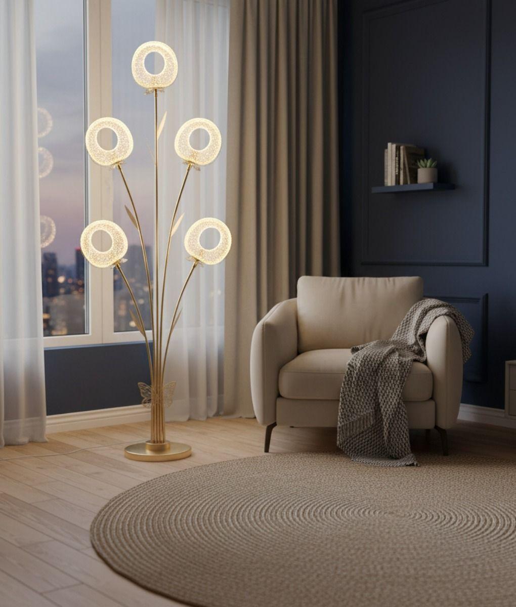 Lámpara Pie Escultural Iluminación Diseño Funcional Jhn-4