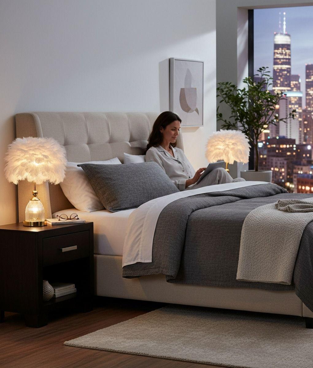 Lámpara Mesa Decorativa Pantalla Textura Etérea LED Jhn-7