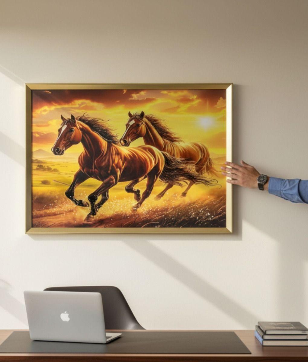 Cuadro Decorativo Escena Caballos Marco Adorno Hogar Jhn-3