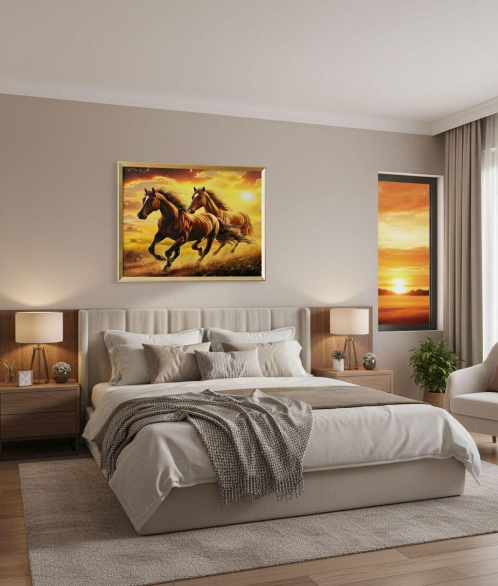 Cuadro Decorativo Escena Caballos Marco Adorno Hogar Jhn-5