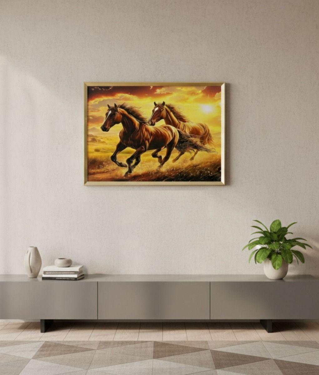 Cuadro Decorativo Escena Caballos Marco Adorno Hogar Jhn-7