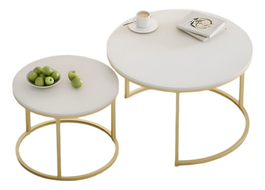 Set 2 Piezas Mesa Centro Auxiliar Moderna Minimalista Jhn-0