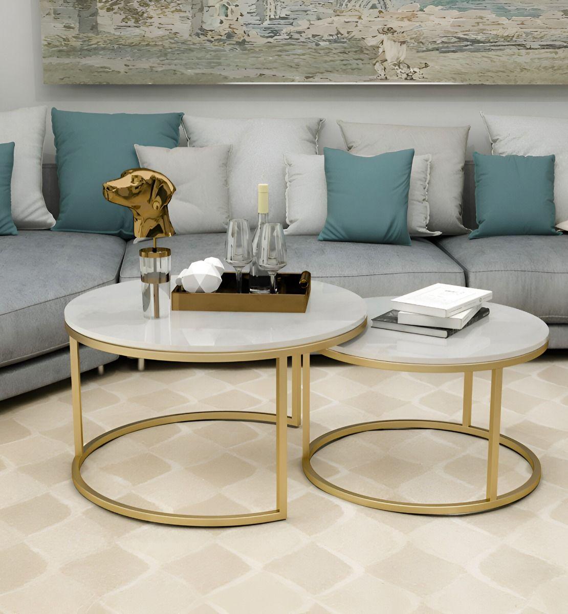 Set 2 Piezas Mesa Centro Auxiliar Moderna Minimalista Jhn-6
