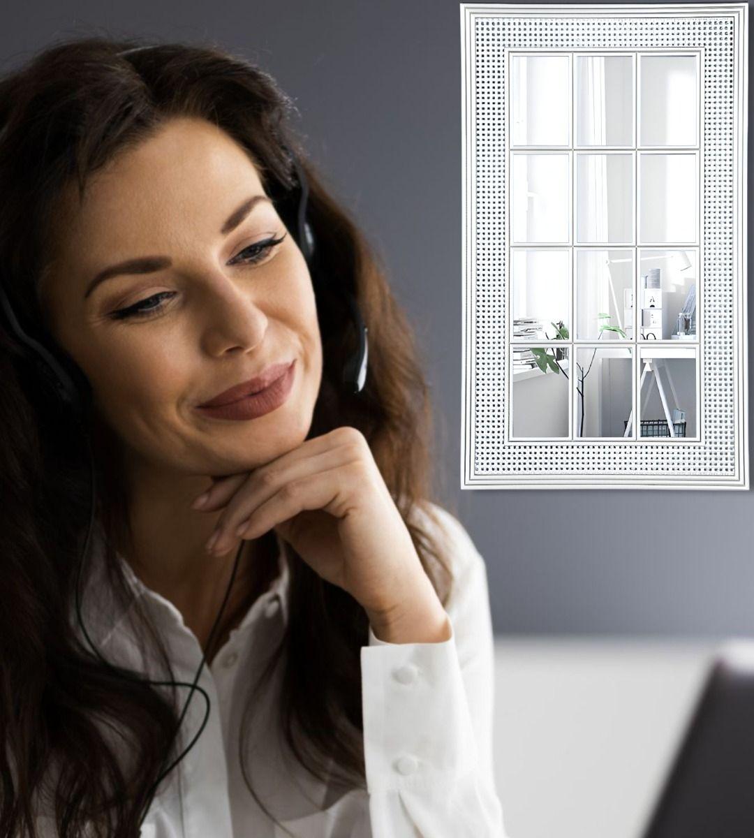 Espejo Decorativo Marco Blanco Rectangular Ventana Jhn-4