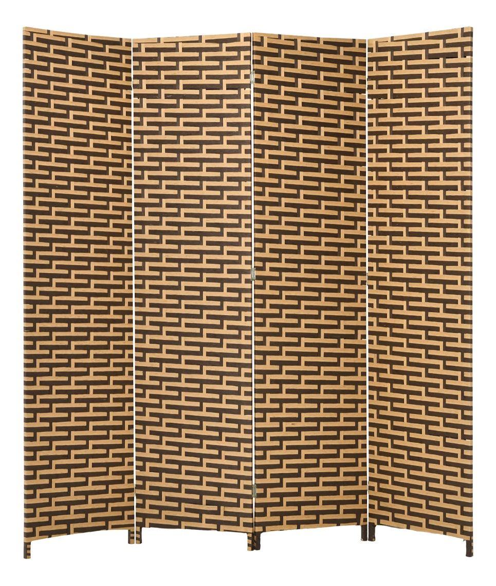 Biombo 4 Paneles Diseño Escalonado Separador Ratán Jhn-9
