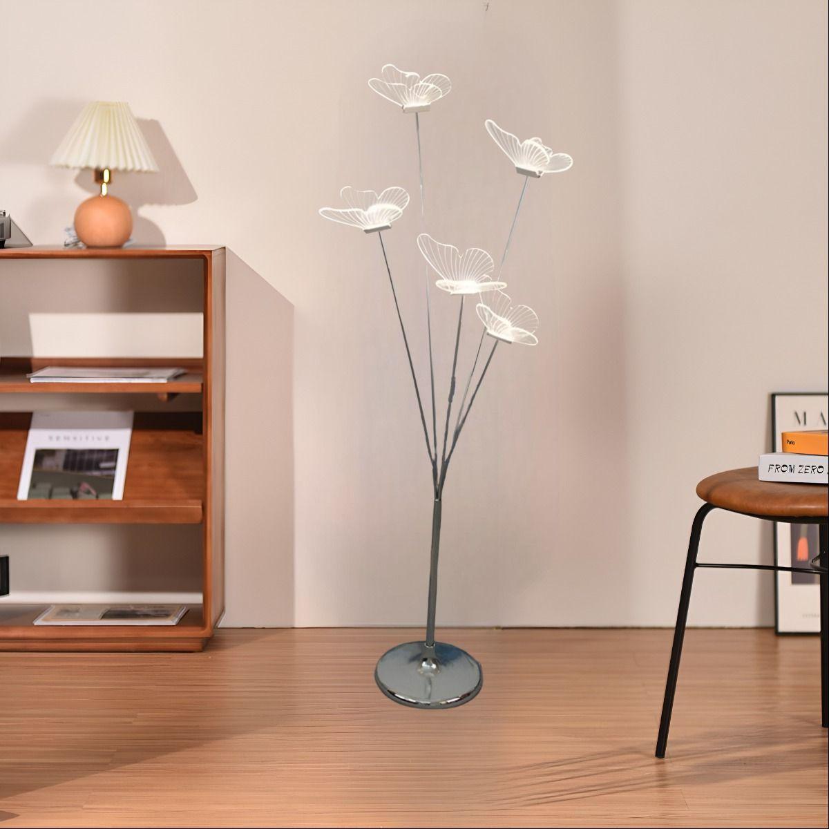 Lámpara Pie Mariposas Decorativa Iluminación LED Hogar Jhn-5