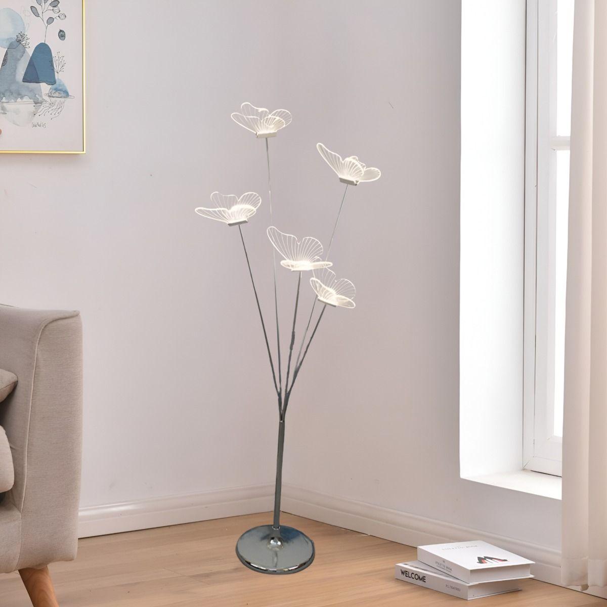 Lámpara Pie Mariposas Decorativa Iluminación LED Hogar Jhn-6