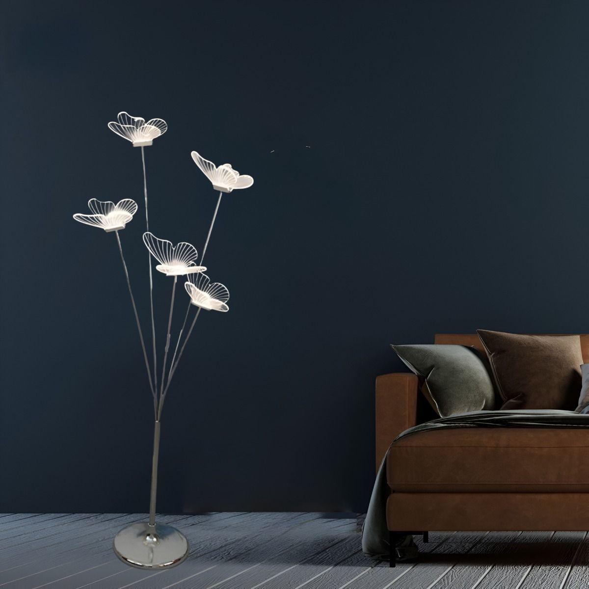 Lámpara Pie Mariposas Decorativa Iluminación LED Hogar Jhn-7