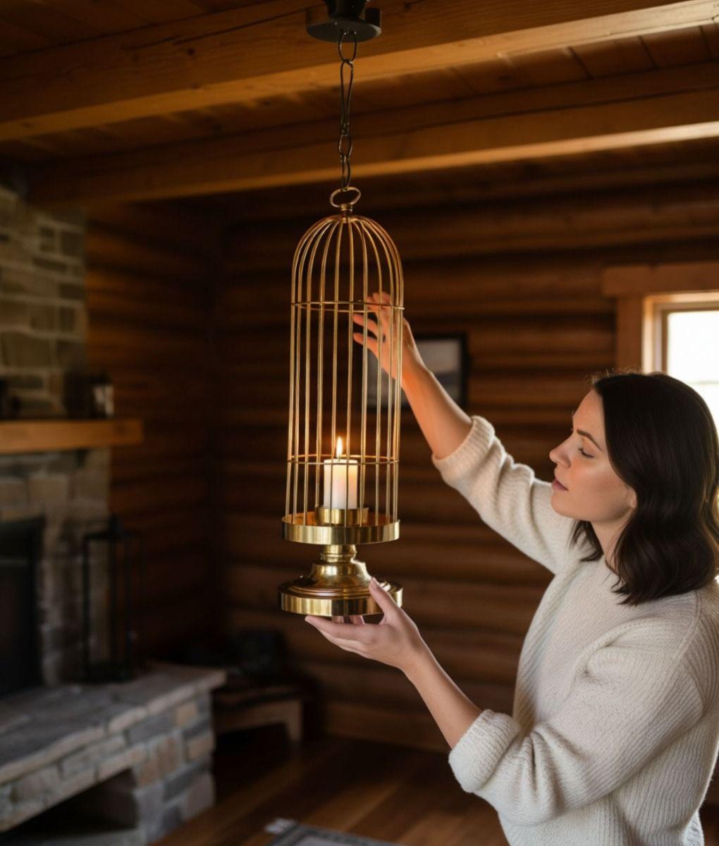 Portavelas Decorativo Jaula Soporte Adorno Moderno Jhn-2