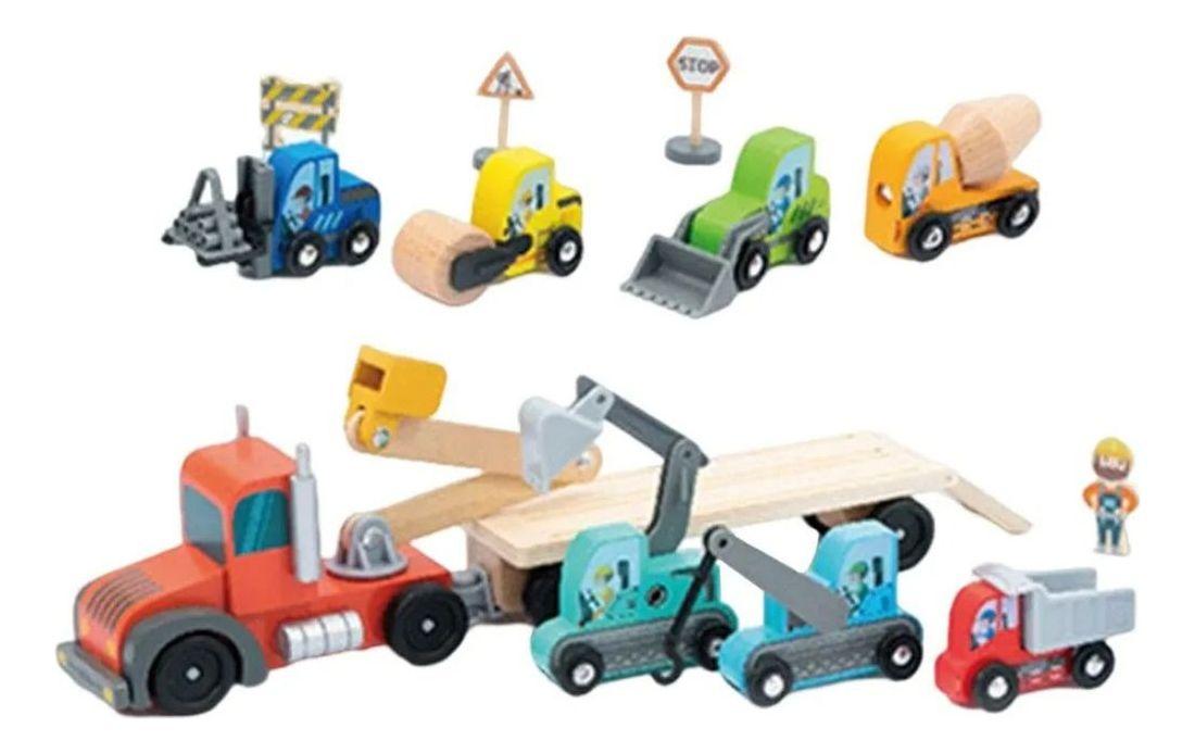 PACK JUGUETE MADERA ROMPECABEZAS VEHICULO CONSTRUCCION LAU-0