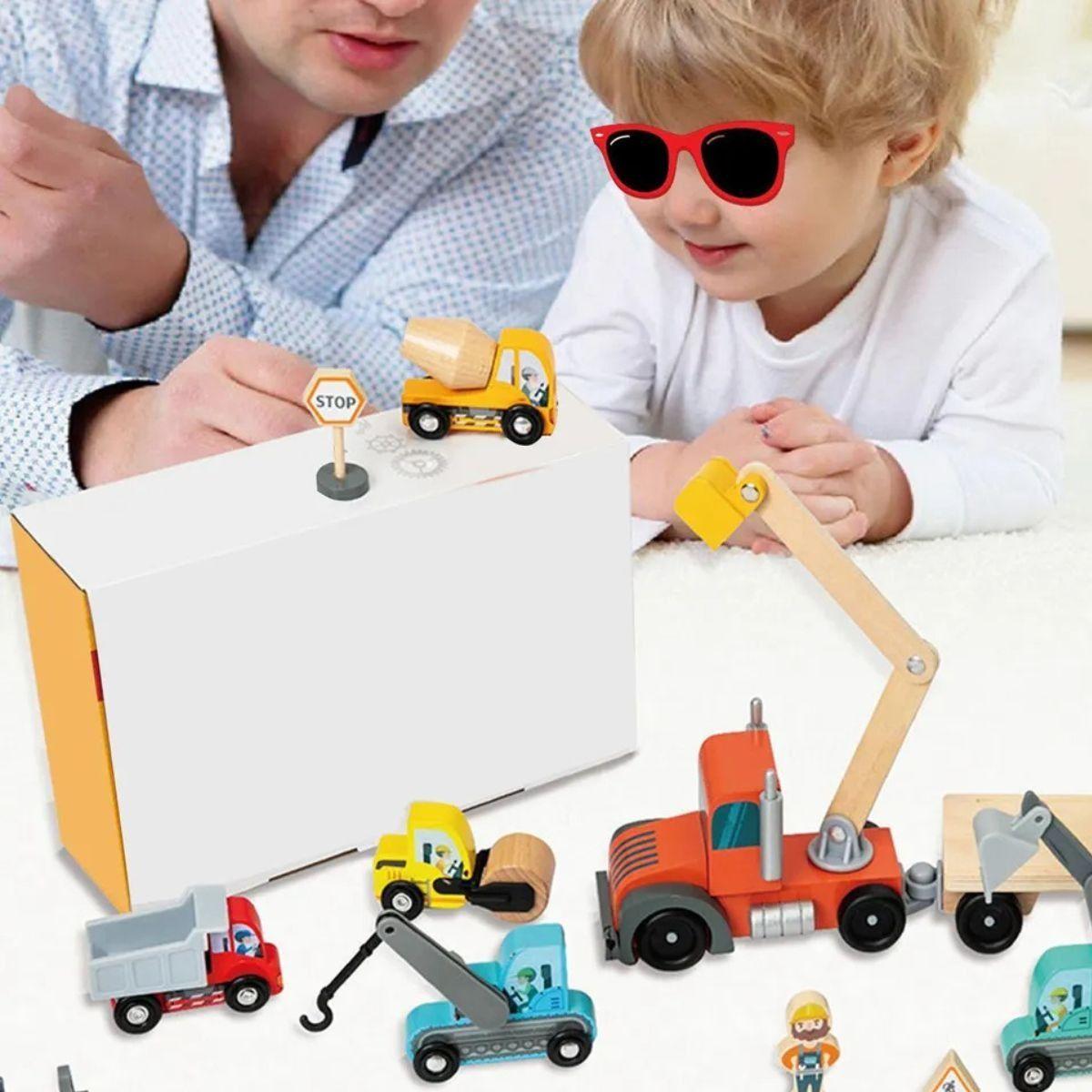 PACK JUGUETE MADERA ROMPECABEZAS VEHICULO CONSTRUCCION LAU-2