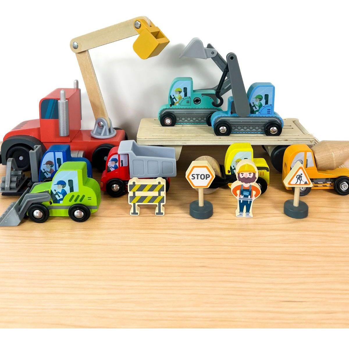 PACK JUGUETE MADERA ROMPECABEZAS VEHICULO CONSTRUCCION LAU-3