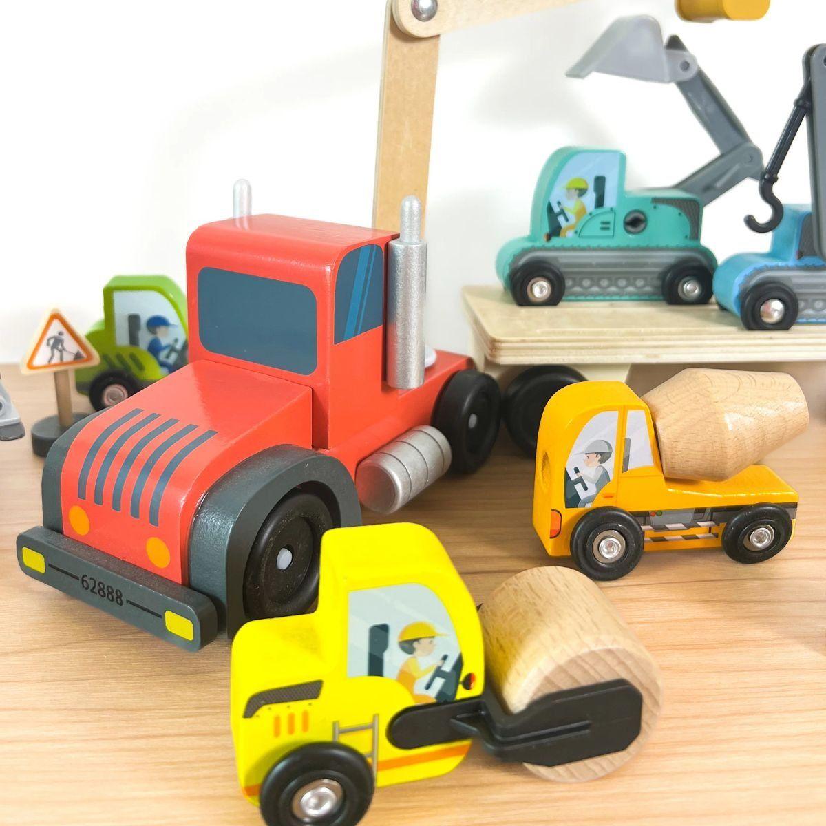 PACK JUGUETE MADERA ROMPECABEZAS VEHICULO CONSTRUCCION LAU-4