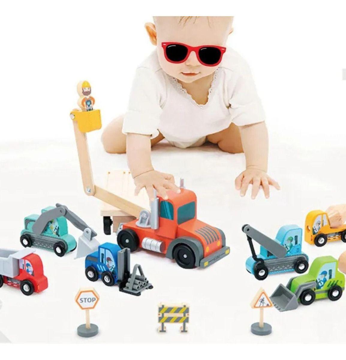 PACK JUGUETE MADERA ROMPECABEZAS VEHICULO CONSTRUCCION LAU-5