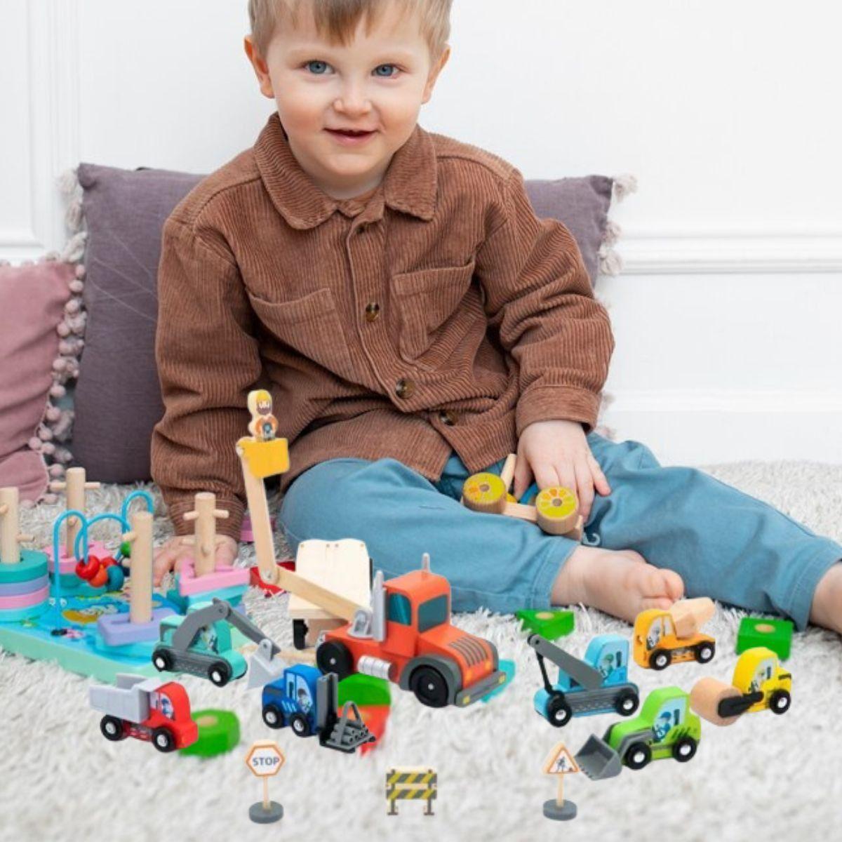 PACK JUGUETE MADERA ROMPECABEZAS VEHICULO CONSTRUCCION LAU-7