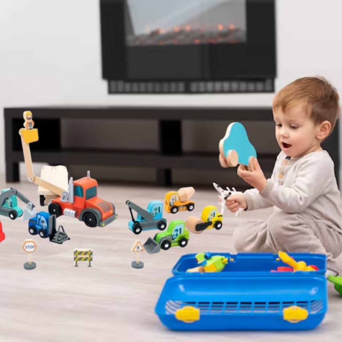 PACK JUGUETE MADERA ROMPECABEZAS VEHICULO CONSTRUCCION LAU-8