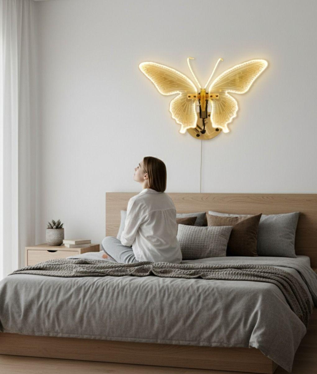 Aplique Pared Decorativo Mariposa Movimiento Lámpara Jhn-2