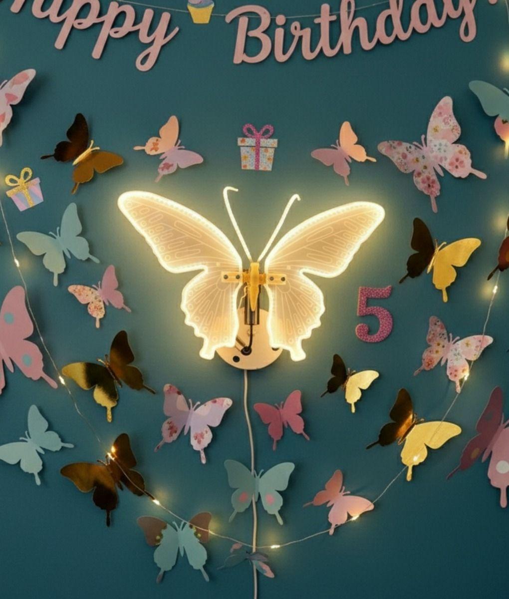 Aplique Pared Decorativo Mariposa Movimiento Lámpara Jhn-9