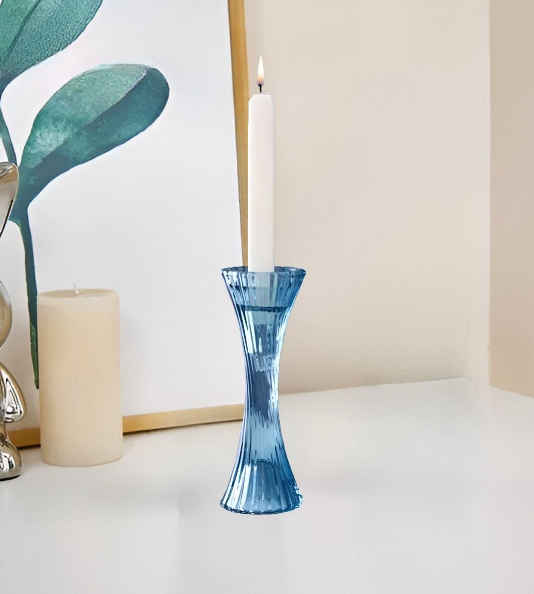 Portavelas Candelabro Cristal Vidrio Decoración 20cm Jhn-7