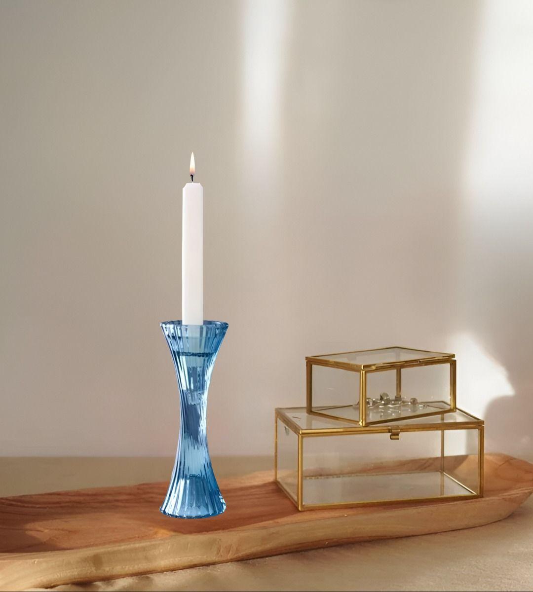 Portavelas Candelabro Cristal Vidrio Decoración 20cm Jhn-8