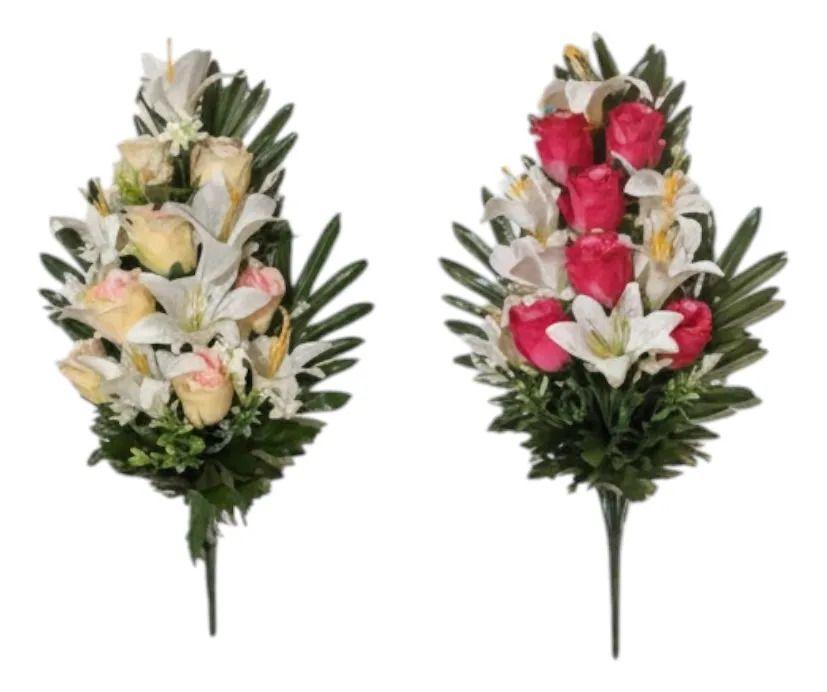 Ramo Floral Decorativo Artificial Lirios Rosas Adorno Jhn-9