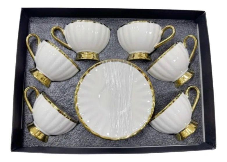 Set Té Vintage Relieve Dorado Lujo 6 Personas AJ-2