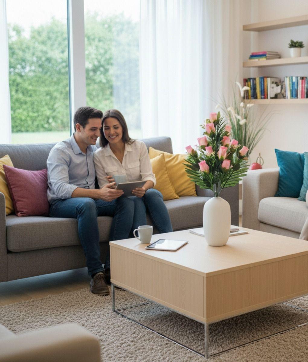 Set 2 Flores Artificiales Ramo Capullos Floral Follaje Jhn-4