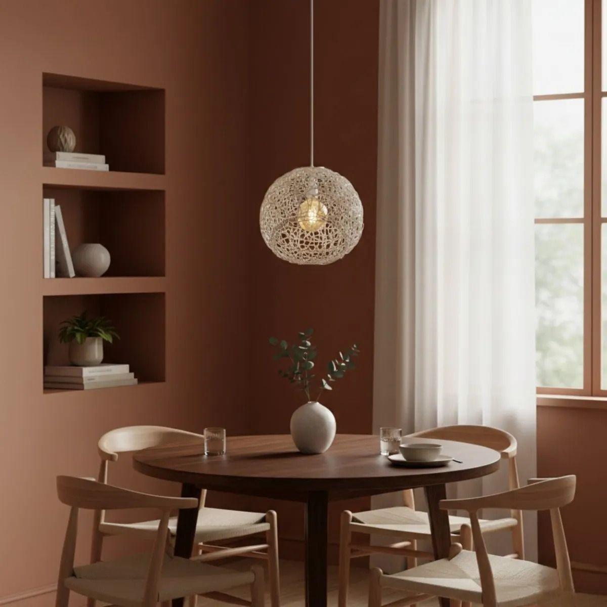 Lámpara Colgante Techo Esfera Tejida Estilo Nórdico Boho Jhn-7