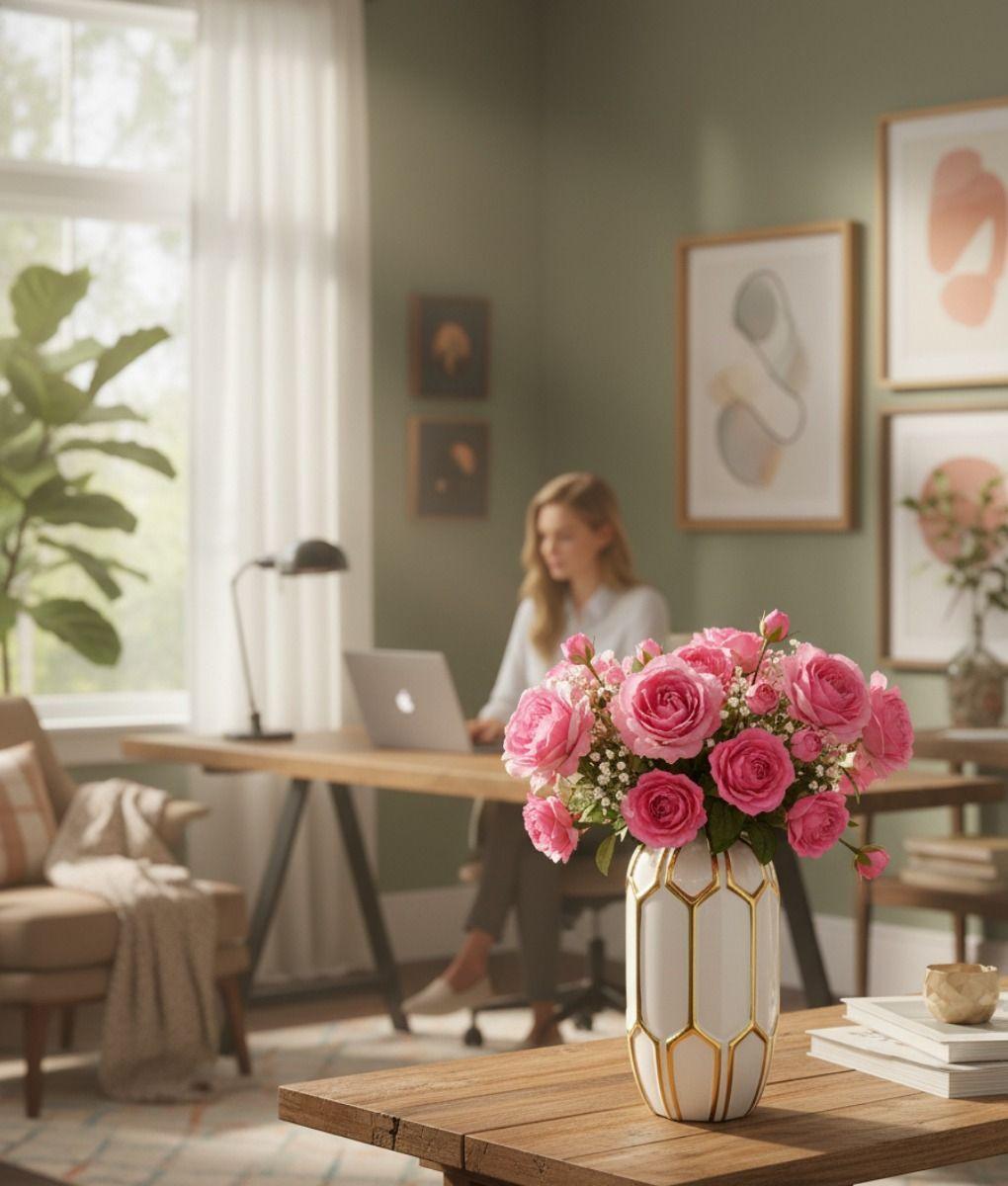 Florero Jarrón Decorativo Lujo Geométrico Fusión Arte Jhn-8