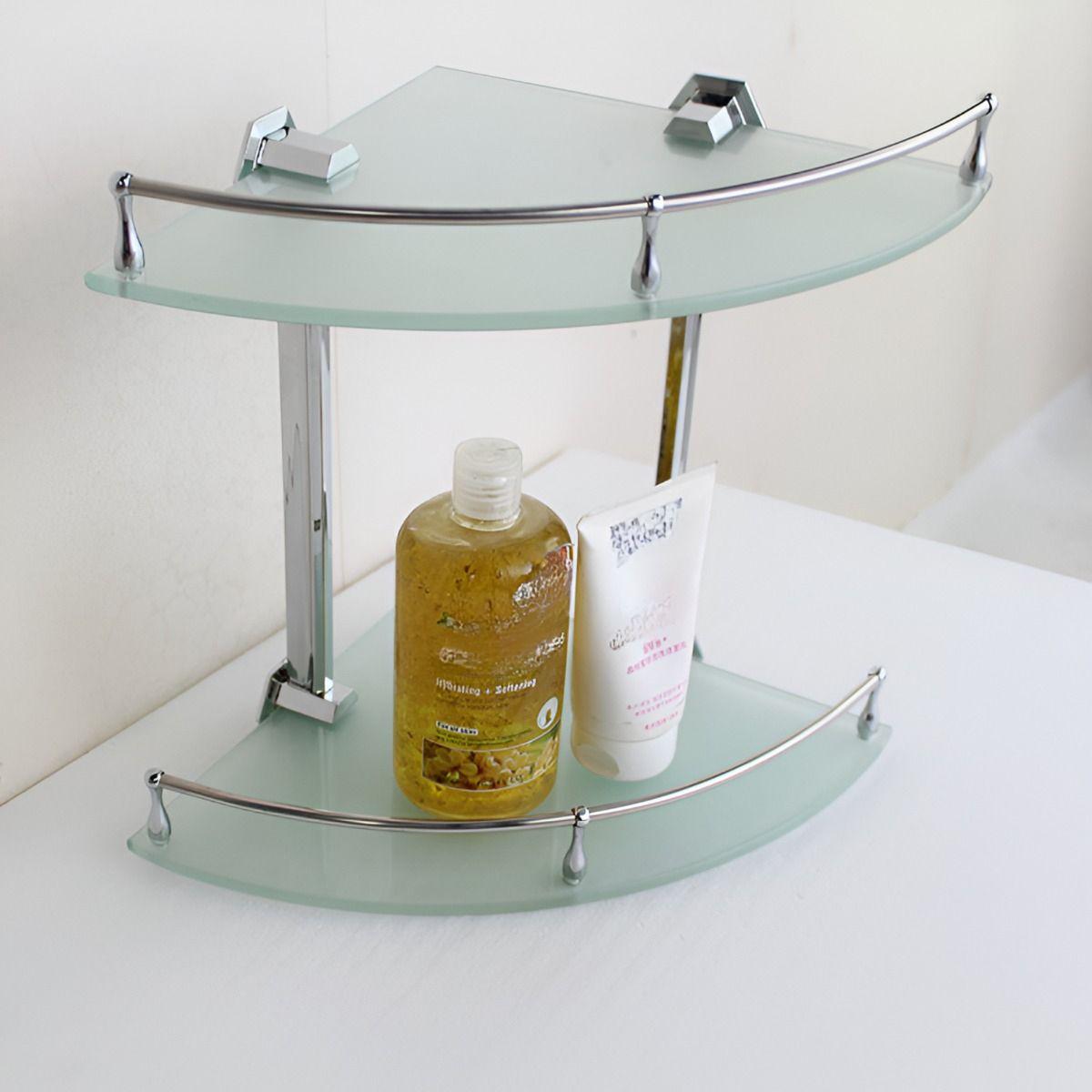 Estante Organizador Baño Doble Triangular Vidrio Jhn-3