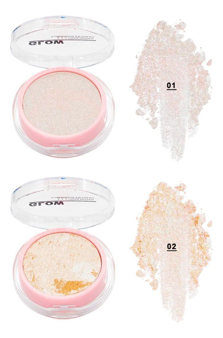 Set 2 Iluminador Polvo Rostro Brillo Sutil Luminosidad Jhn-2