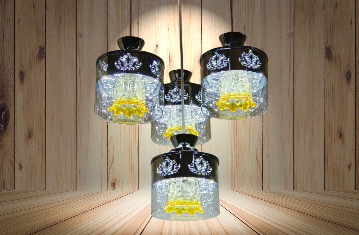 Lámpara Colgante Techo Vidrio 4 Luces Cambio Aleatorio Jhn-6