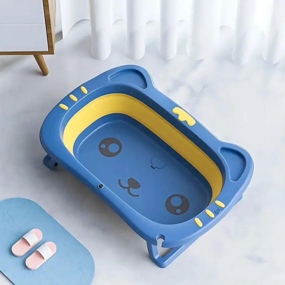 BAÑERA BAÑO PLEGABLE DISEÑO ANIMALES SOPORTE JABON BEBE LAU-1