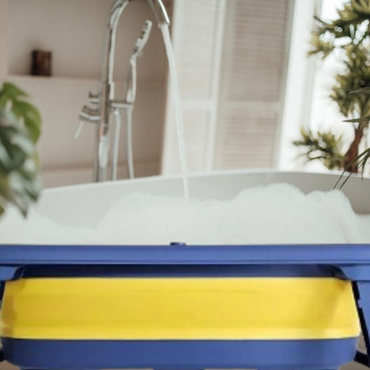 BAÑERA BAÑO PLEGABLE DISEÑO ANIMALES SOPORTE JABON BEBE LAU-5