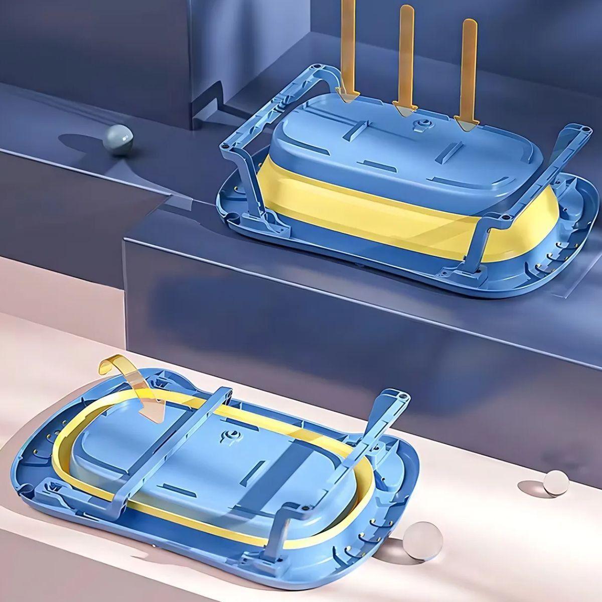 BAÑERA BAÑO PLEGABLE DISEÑO ANIMALES SOPORTE JABON BEBE LAU-6