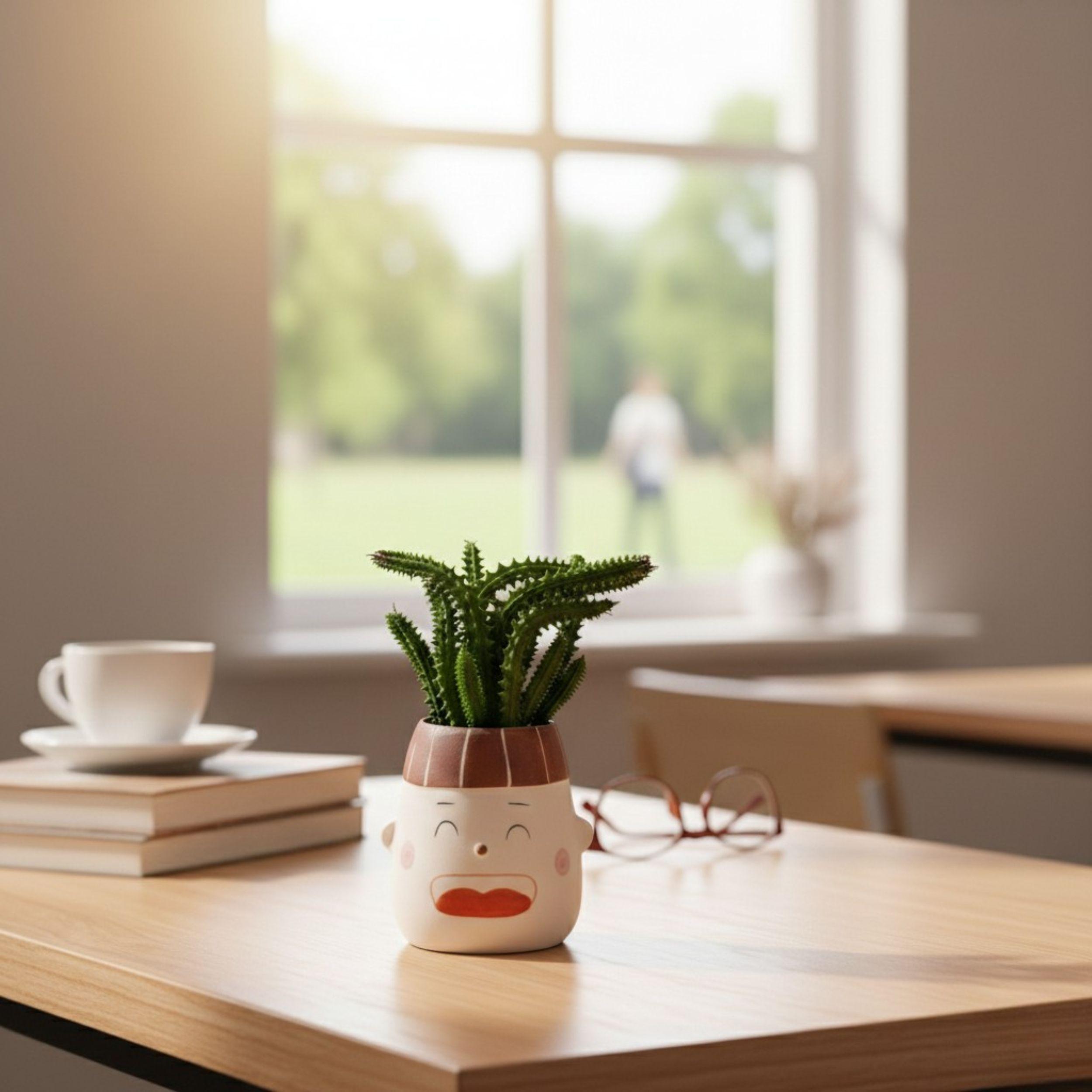 Maceta Decorativa Caritas Planta Artificial Moderna ALJ-6