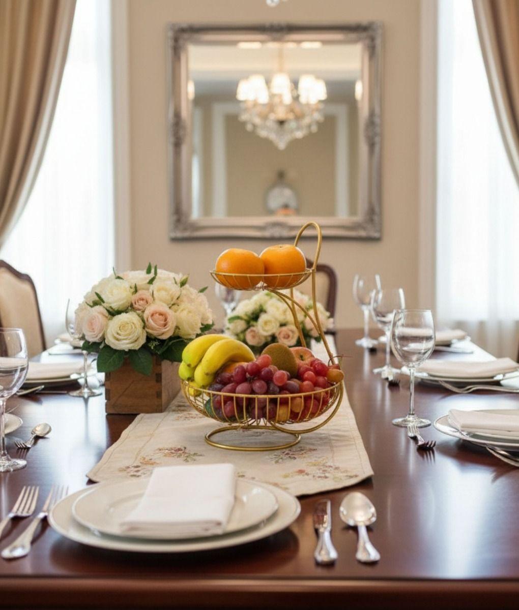 Frutero Decorativo Cesto Frutas Dos Niveles Mostrador Jhn-7